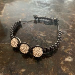 Handmade Black Rhinestone Studded Bracelet